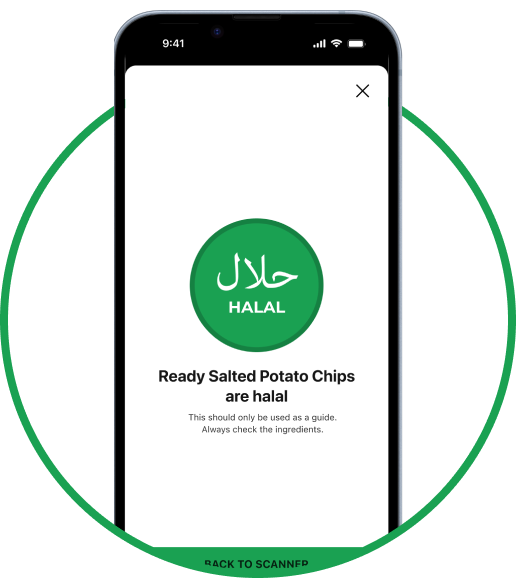 Halal status on Halal Scanner app